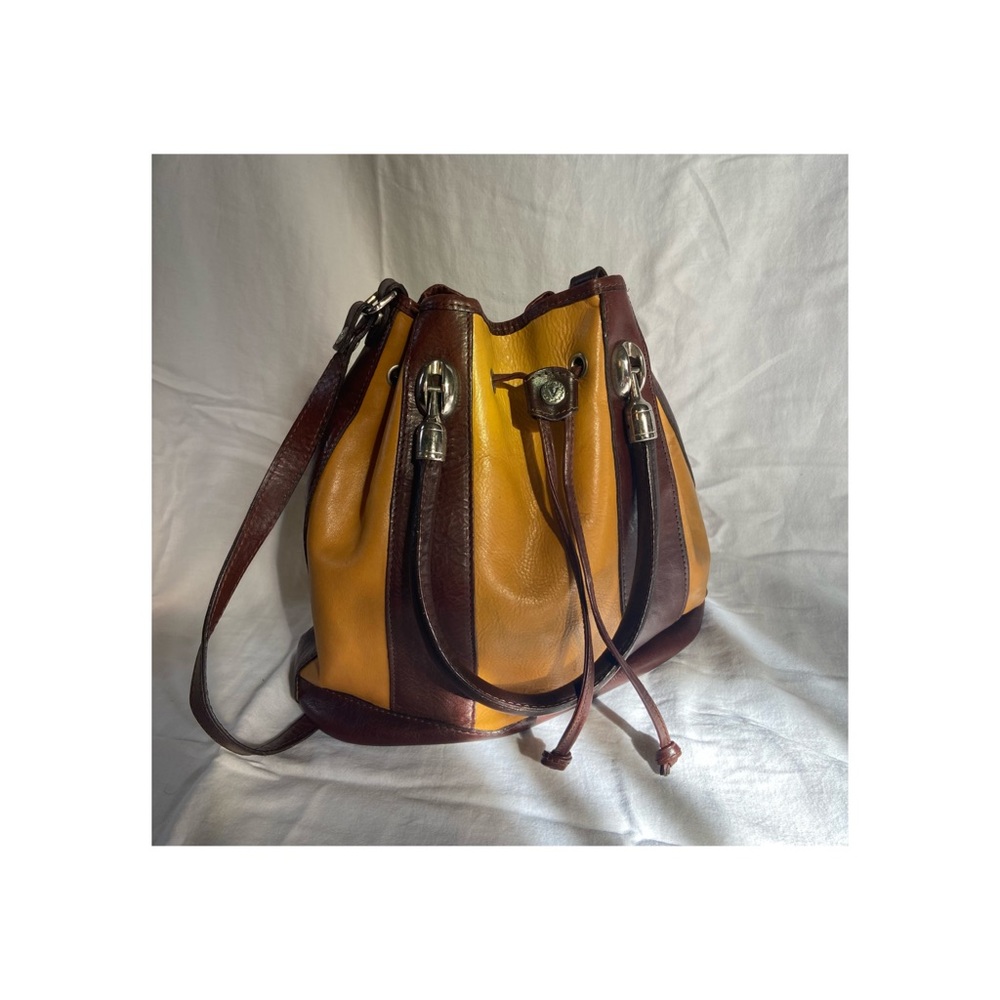 Leather mustard and brown Valentina bag